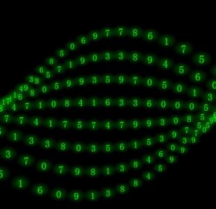 超炫的绿色数据螺旋3D动画翻转