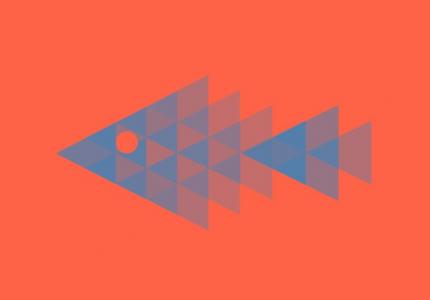 几何图形三角形设计的动画阴影鱼