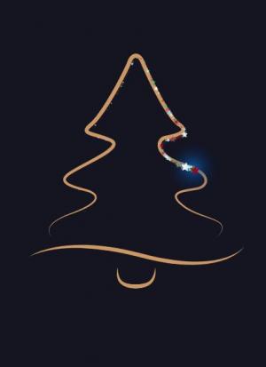 简笔画设计圣诞树快乐灯光闪烁效果