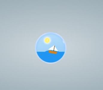 CSS3圆形卡通小帆船海上航行动画