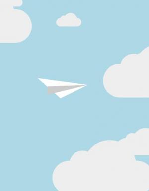 纸飞机在蓝天白云飞行的网页动画