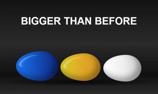 UI设计具有反光的3颗不同颜色鸡蛋
