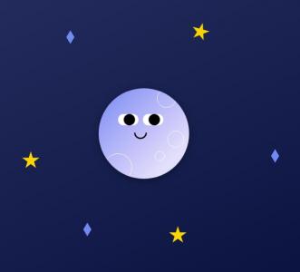 纯CSS绘制卡通月之暗面图像动画