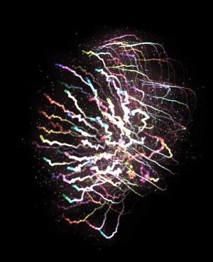 超活力画布光粒子随鼠标移动特效