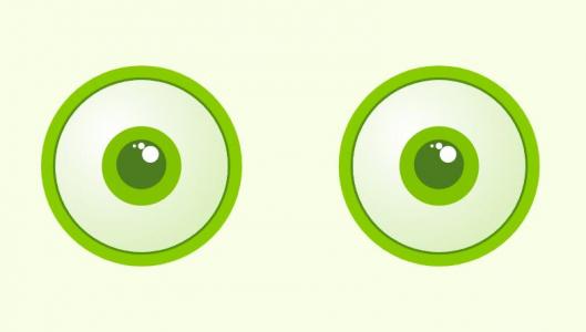 卡通制作会闪烁动画的绿色双眼