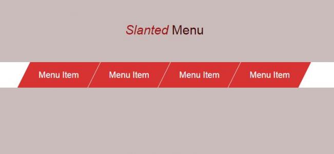 jQuery红色扁平化设计的倾斜菜单