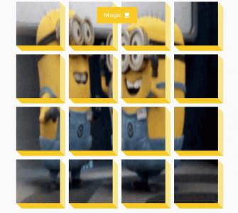 网格布局小黄人画像的3D背景框