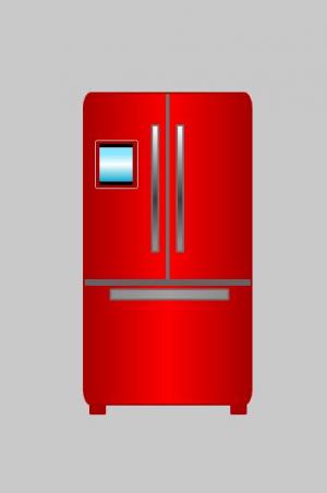 新一代智能的CSS3红色冰箱卡通图像