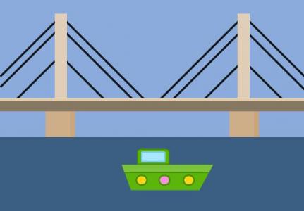 CSS3简单绘制桥梁和轮船的卡通画像