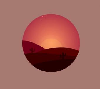 纯CSS绘制沙漠中的美丽天空图像