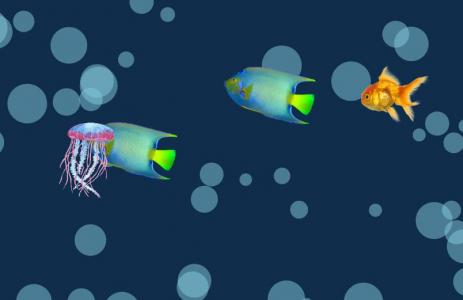 HTML SVG海底鱼类泡泡动画特效