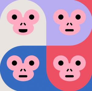 图像设计CSS四只小猴子悬停动画特效