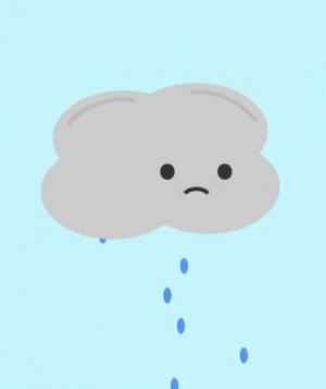 CSS JS简单悲伤的雨云表情动画代码