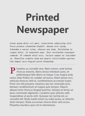 HTML代码模拟印刷报纸内容排版效果
