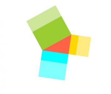彩色正方形风车式动画旋转和变色