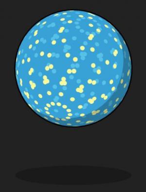 带阴影蓝色球体粒子群聚合分离动画效果