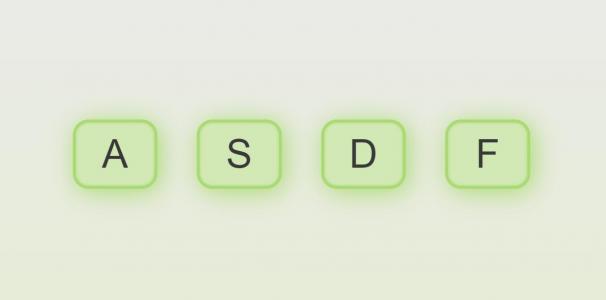 含有光阴影的绿色键盘字母按键