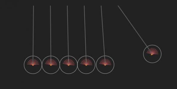 HTML5模拟牛顿力学碰撞小球动画场景