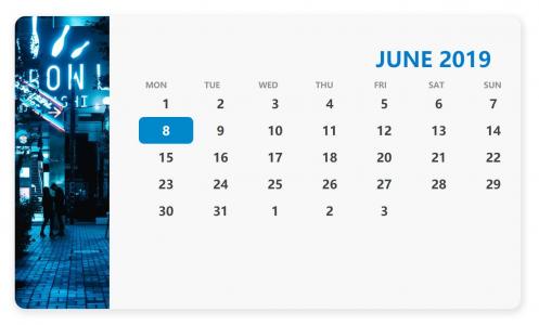 flexbox布局含边框阴影的HTML5日历