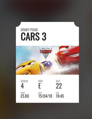 含缺角的HTML5汽车总动员电影票UI