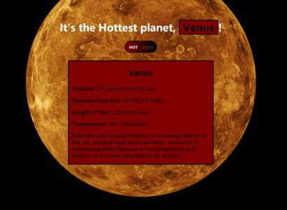 jQuery CSS切换最热和最冷的行星