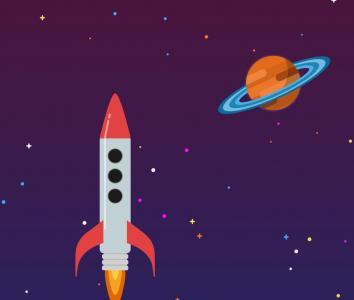 简单的SVG星空背景火箭之旅动画特效