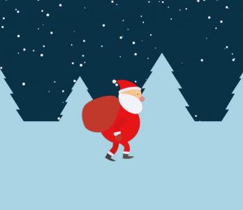 jQuery圣诞老人在雪地里行走动画
