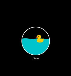 SVG橡皮鸭在圆圈内水面上浮动效果