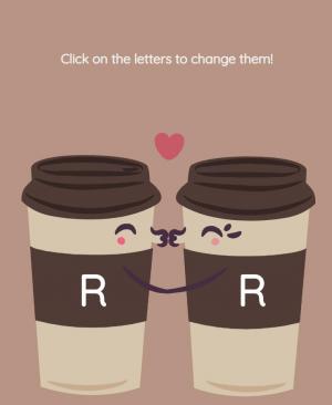 点击字母来改变咖啡杯的名称特效