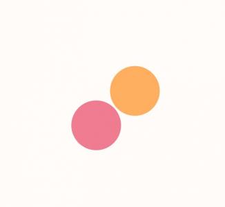 SVG两个彩色圆相互旋转和掉落动画