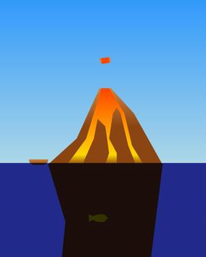 HTML5海平面火山喷发场景动画特效