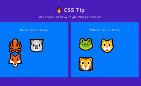 HTML与CSS卡通动物头像延迟动画