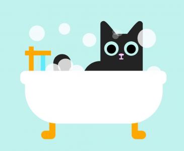 卡通可爱猫泡泡浴动画代码