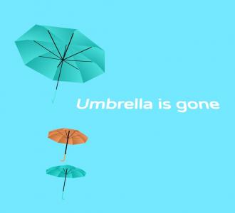 纯CSS彩色雨伞升起消失动画效果