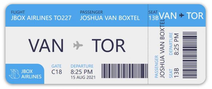 通过HTML代码制作的一张飞机票
