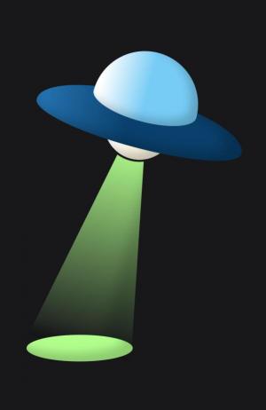 HTML5卡通UFO灯光照射现场图像