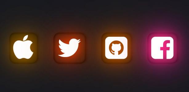 光线动态变化的CSS发光社交图标