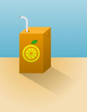 3D设计带影子的柠檬盒装饮料