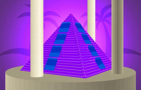 CSS4根大柱子和金字塔3D动画旋转