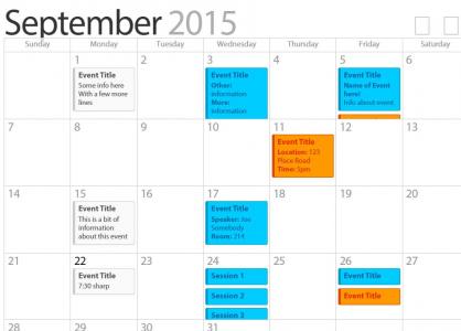 HTML5网格布局设计容器查询日历