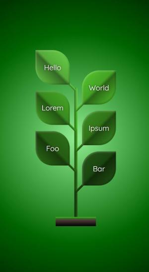 以树叶作为载体的纯CSS3绿色植物