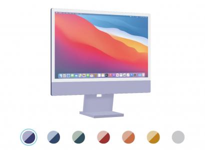 可色卡按钮设置的3D iMac显示器颜色