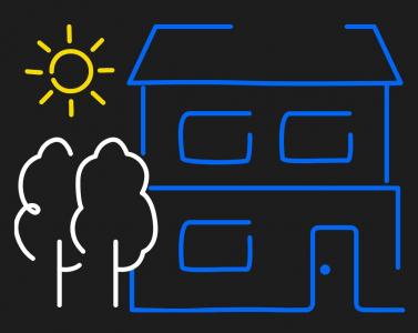 使用SVG简笔画绘制房子太阳和树图像