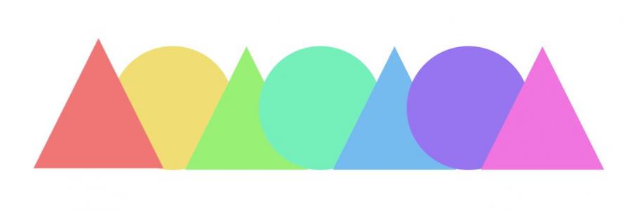 CSS彩色三角形和圆形悬停放大效果