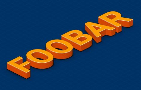 网格背景上的FOOBAR 3D英文单词