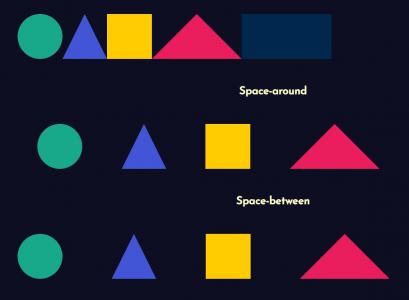 经过缩小的一组CSS3彩色几何形状图形