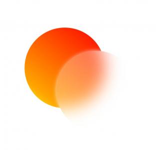 橘黄色和透明度的两个圆形相互动画旋转