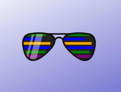 彩色线条在镜片上滑动的SVG黑色墨镜