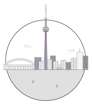 圆形卡通纯CSS3加拿大滨海城市