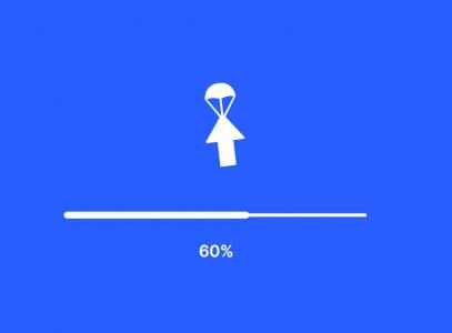 带有降落伞和百分比进度条下载动画按钮